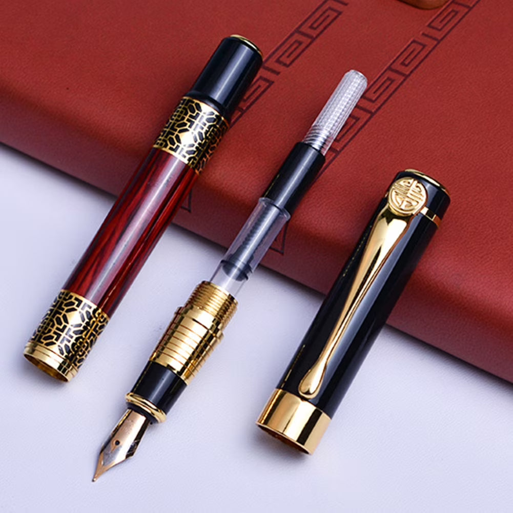 STONEGO Rosewood Metal Fountain Pen – Red Executive Pen
