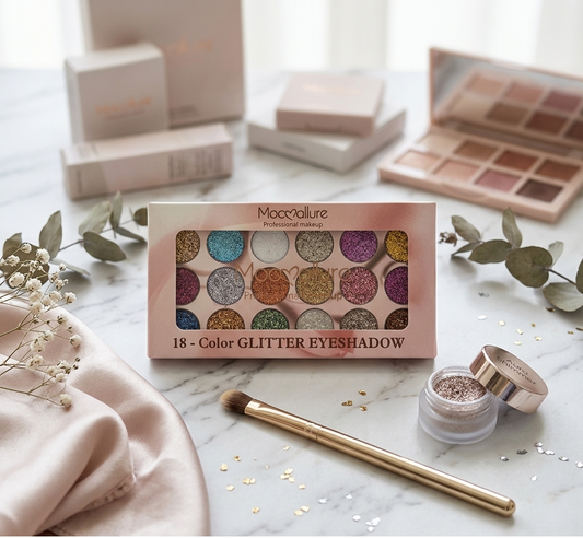Mocmallure 18-Color Glitter Eyeshadow Palette – Sparkle in Every Shade