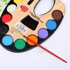Watercolor Palette Set – 12 Colors with Free Brush for Kids