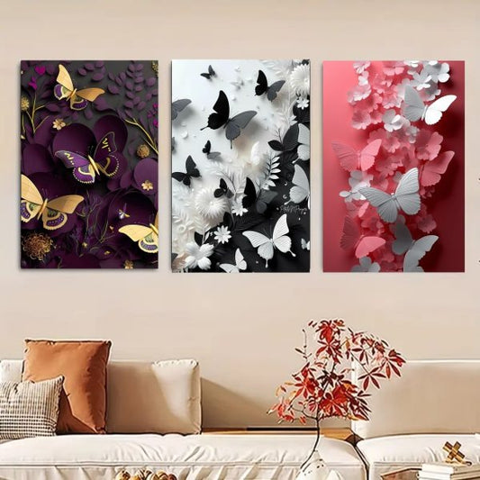 SET OF 3 PREMIUM WALL ART PHOTO TILES – MODERN HOME DECOR SETS