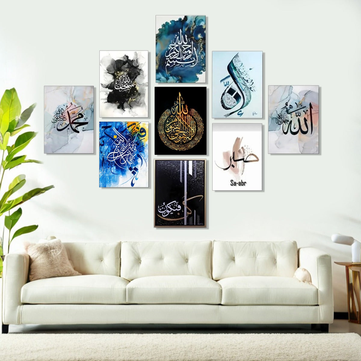 SET OF 9 PREMIUM WALL ART PHOTO TILES – MODERN HOME DECOR SETS (8x11 Inches Each Frame)