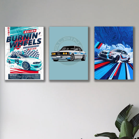 SET OF 3 PREMIUM WALL ART PHOTO TILES – MODERN HOME DECOR SETS (11x16 inches each frame)