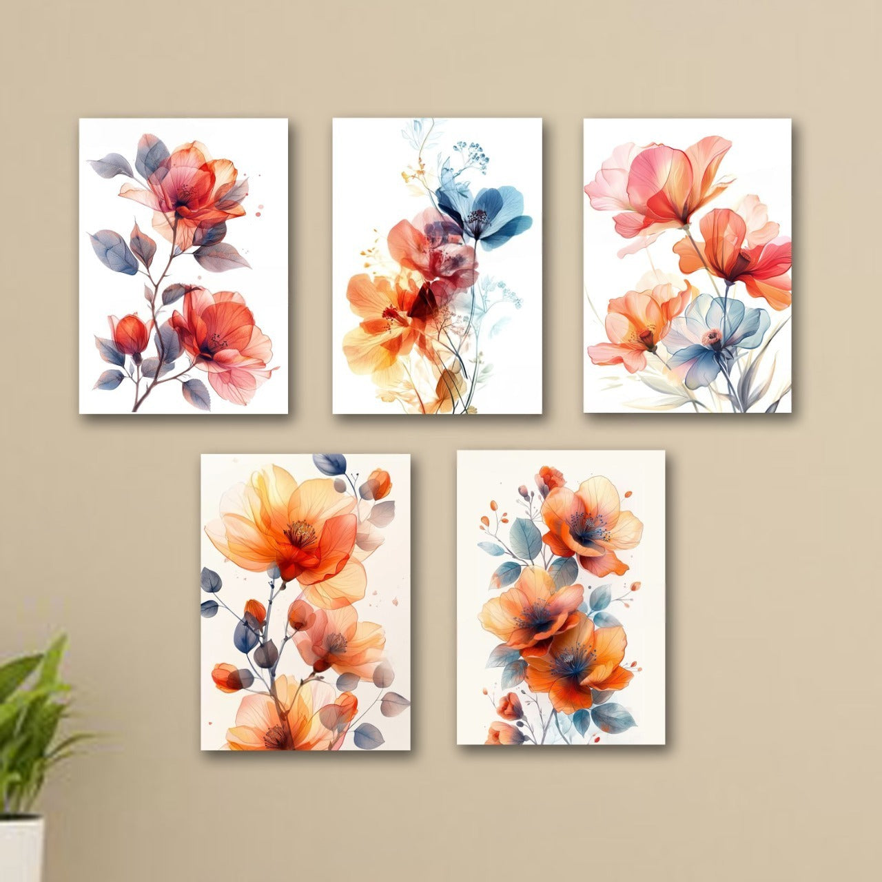 SET OF 5 PREMIUM WALL ART PHOTO TILES – MODERN HOME DECOR SETS