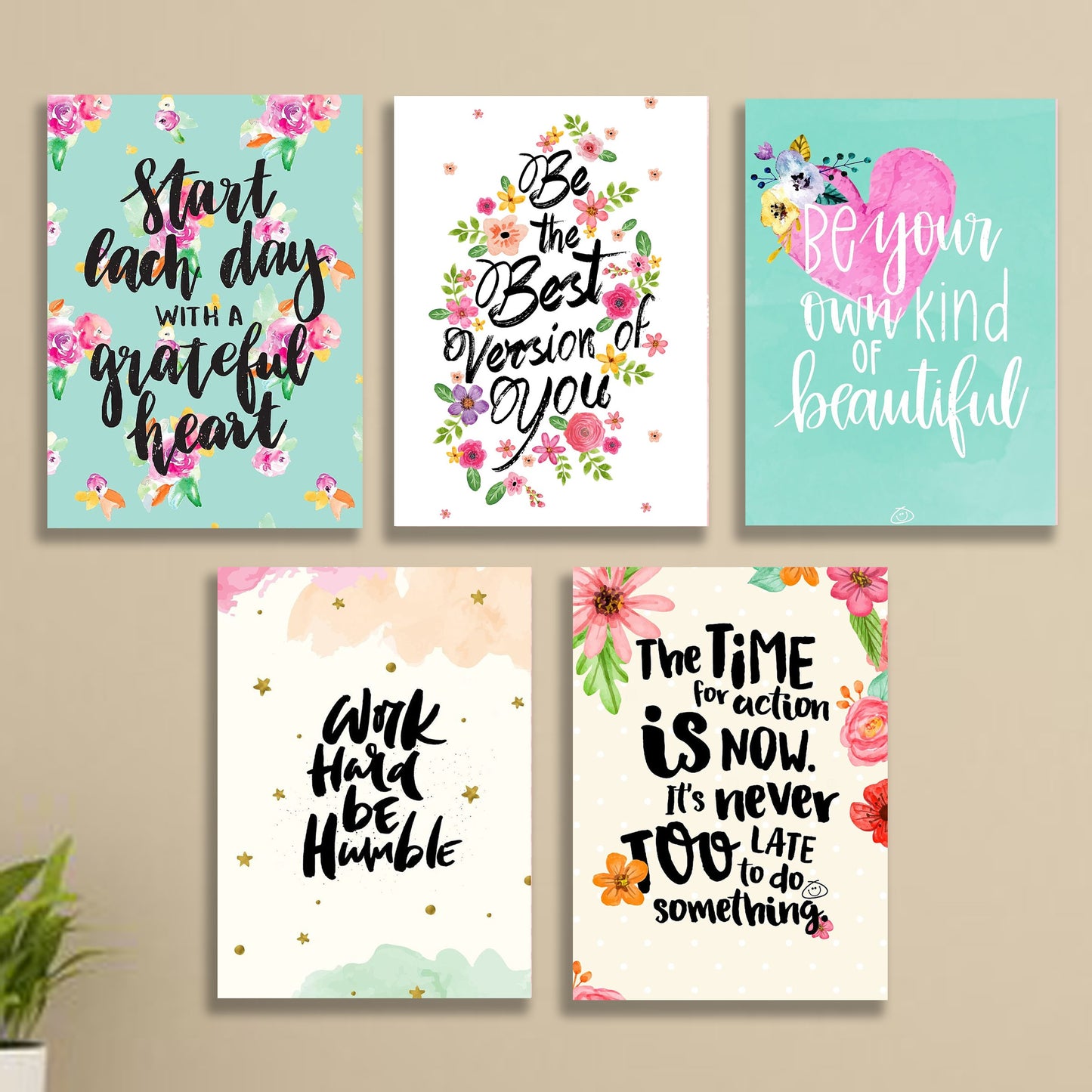 SET OF 5 PREMIUM WALL ART PHOTO TILES – MODERN HOME DECOR SETS