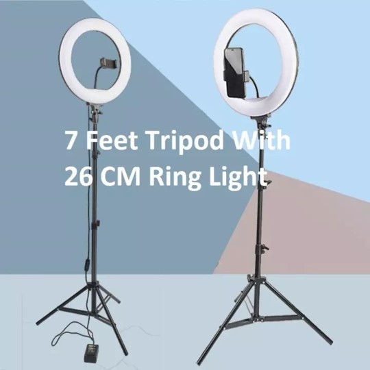 Tripod Stand With For Mobile 7 Feet (26cm Ring Light )