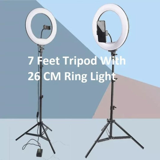Tripod Stand With For Mobile 7 Feet (26cm Ring Light )