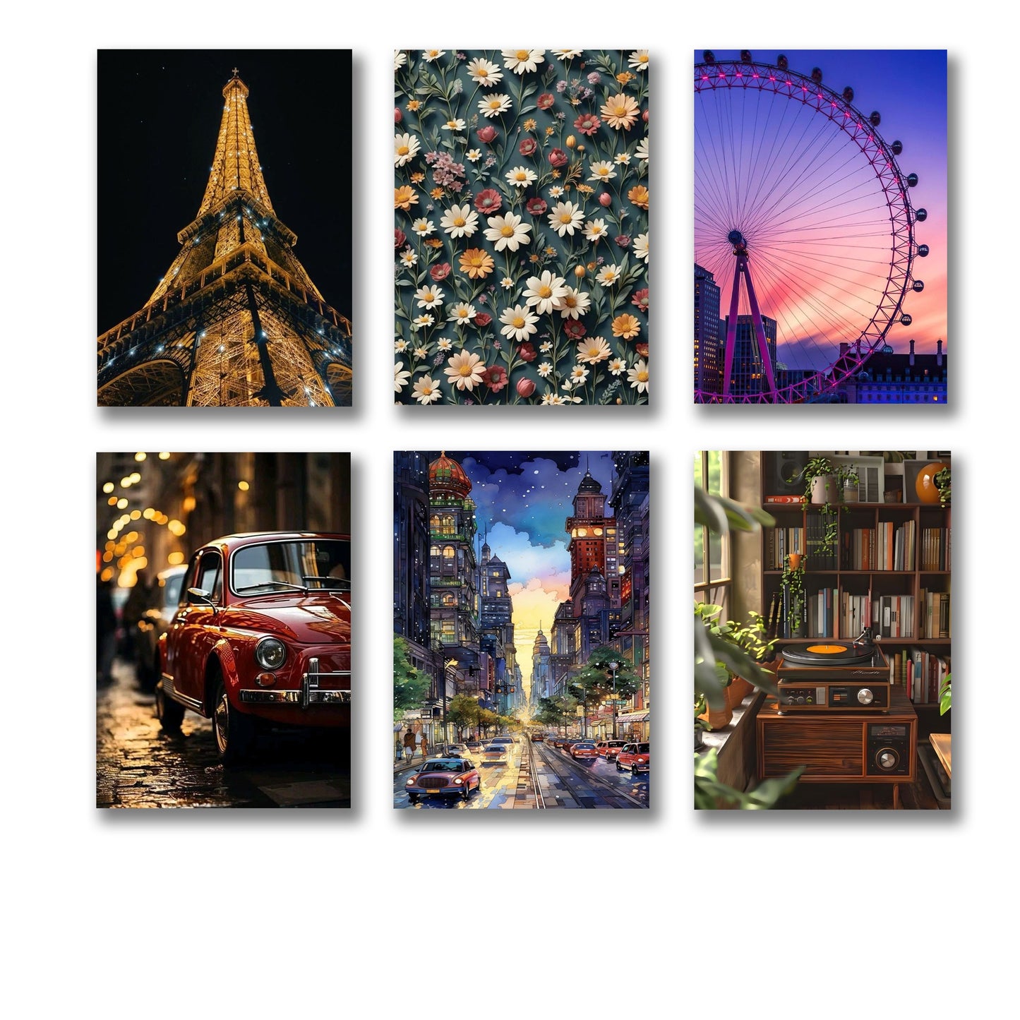 SET OF 6 PREMIUM WALL ART PHOTO TILES – MODERN HOME DECOR SETS