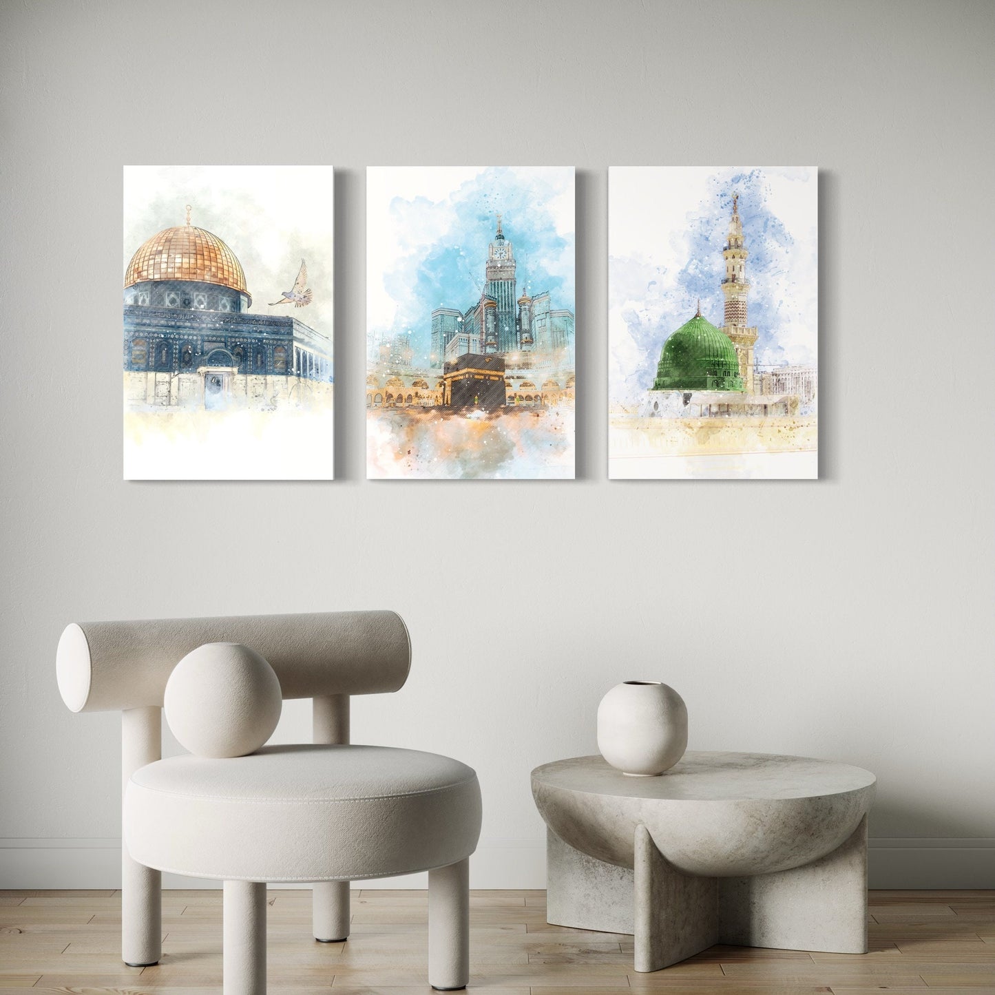 SET OF 3 PREMIUM WALL ART PHOTO TILES – MODERN HOME DECOR SETS (11x16 inches each frame)