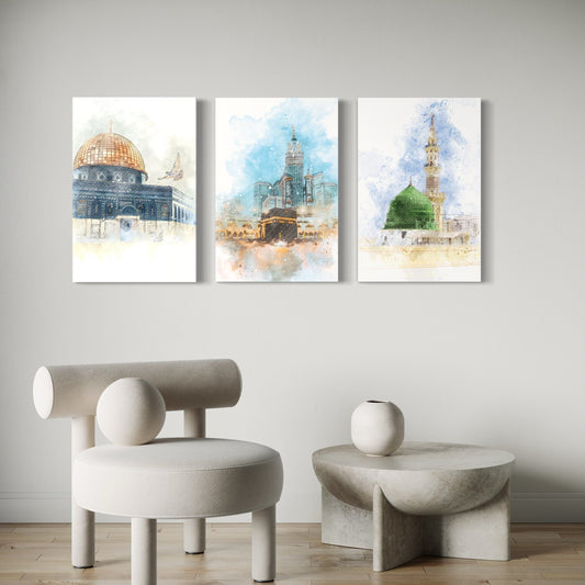 SET OF 3 PREMIUM WALL ART PHOTO TILES – MODERN HOME DECOR SETS (11x16 inches each frame)