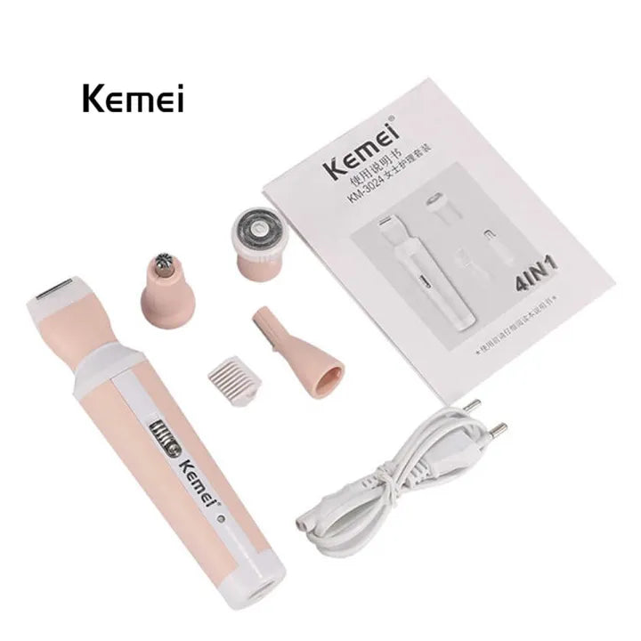 Kemei 4 in 1  Shaver Body Nose Eyebrow and Skin Trimmer