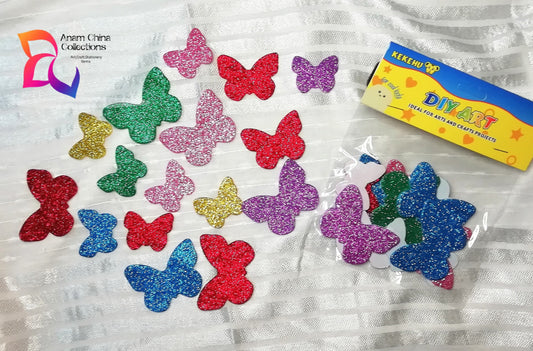 Colorful Foam Glitter Butterfly Self-Adhesive Wall Stickers (1 Pack)