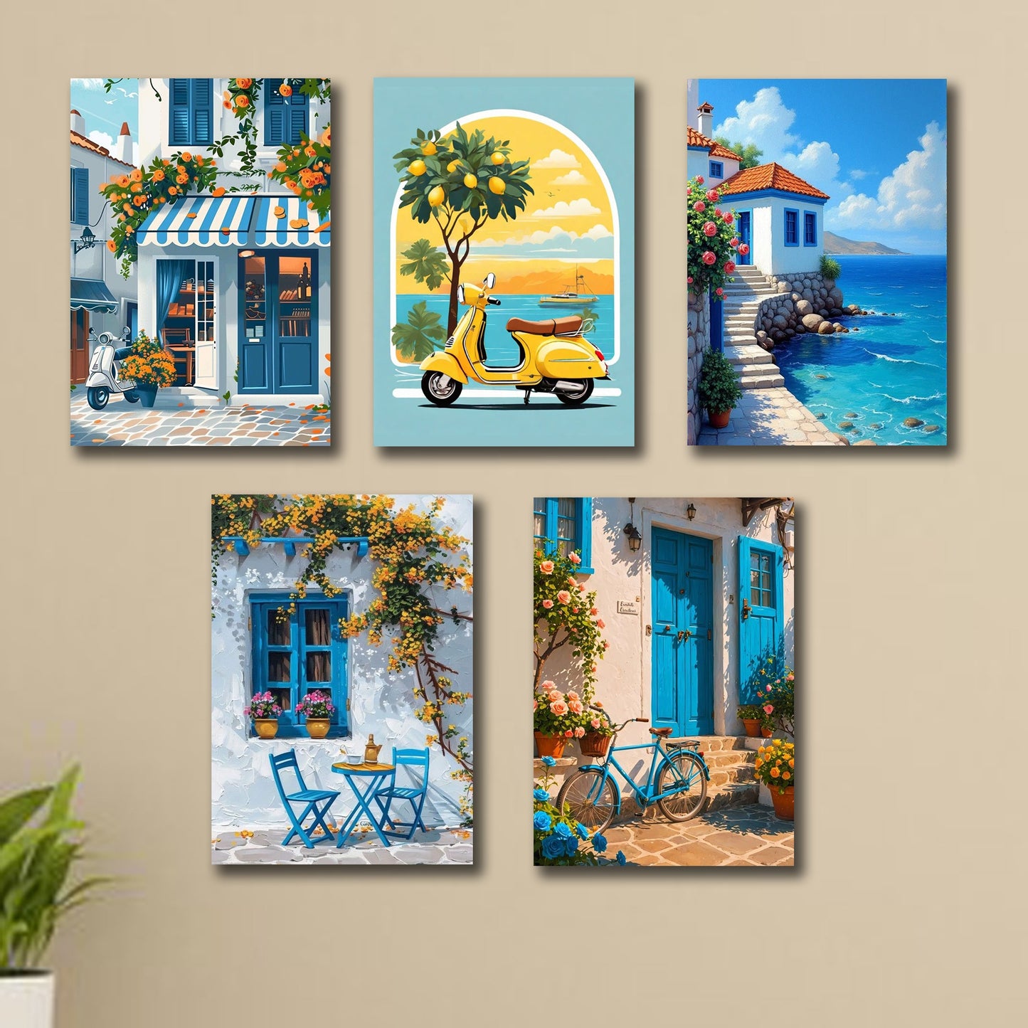 SET OF 5 PREMIUM WALL ART PHOTO TILES – MODERN HOME DECOR SETS