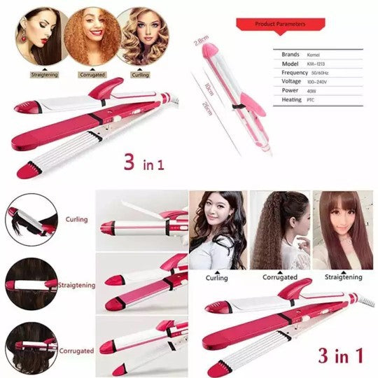 Kemei Curl, Roller and Straightener 3in1