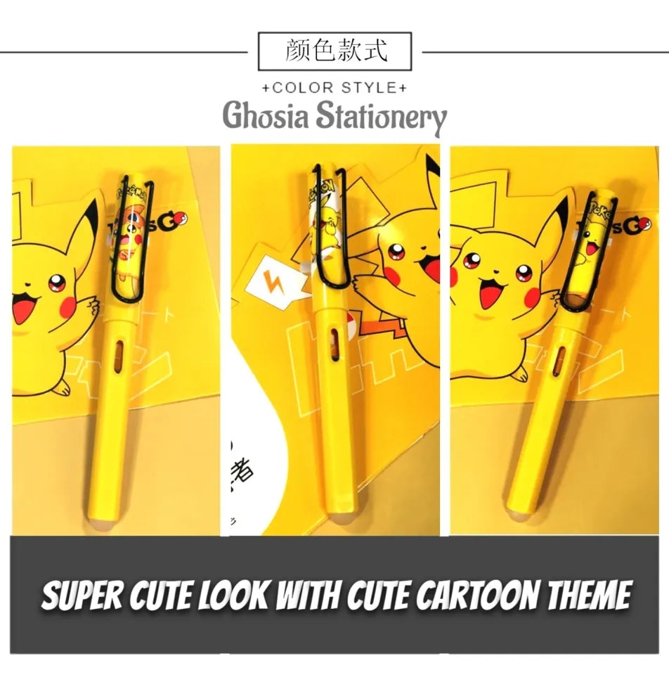 Pikachu Cartoon Fountain Pen Set (Cute Korean Stationery)