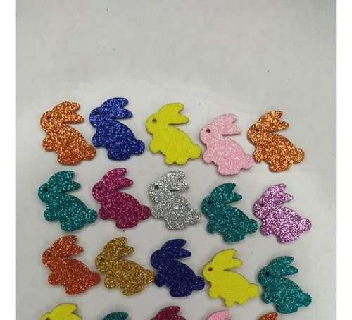 Colorful Foam Glitter Rabbit Self-Adhesive Wall Stickers (1 Pack)