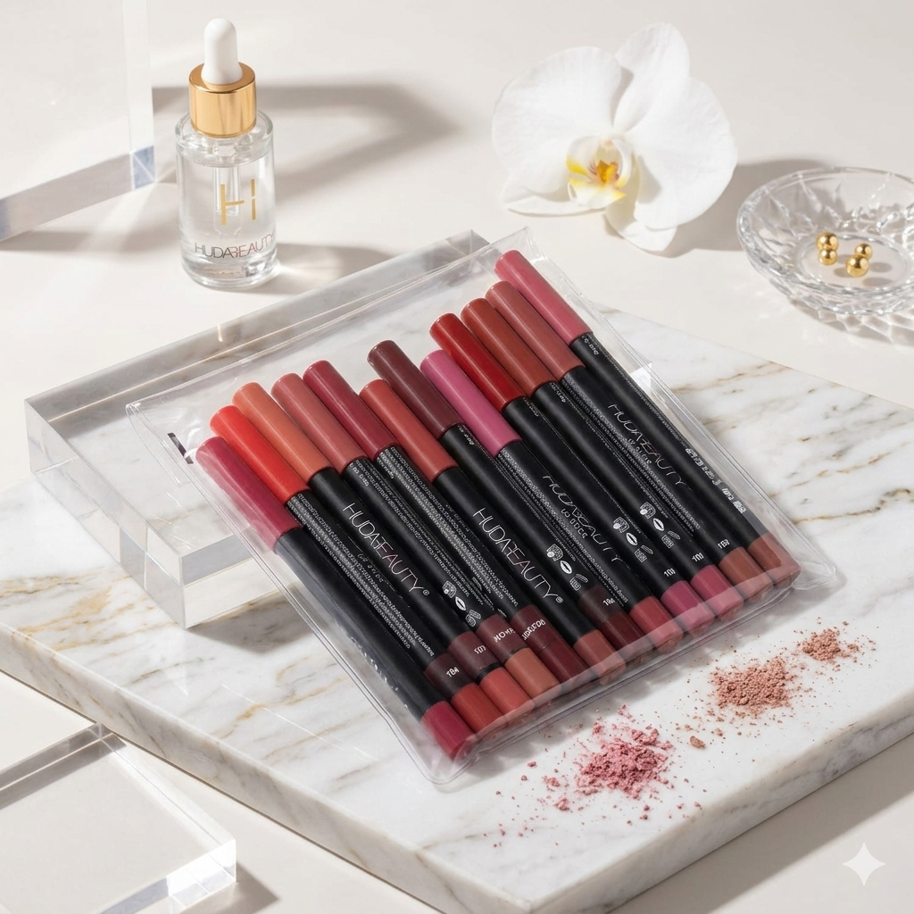 Huda Beauty shiny eye/lip pencils | 12 pencils Creamy, Waterproof & Ultra-Pigmented Glow Kit