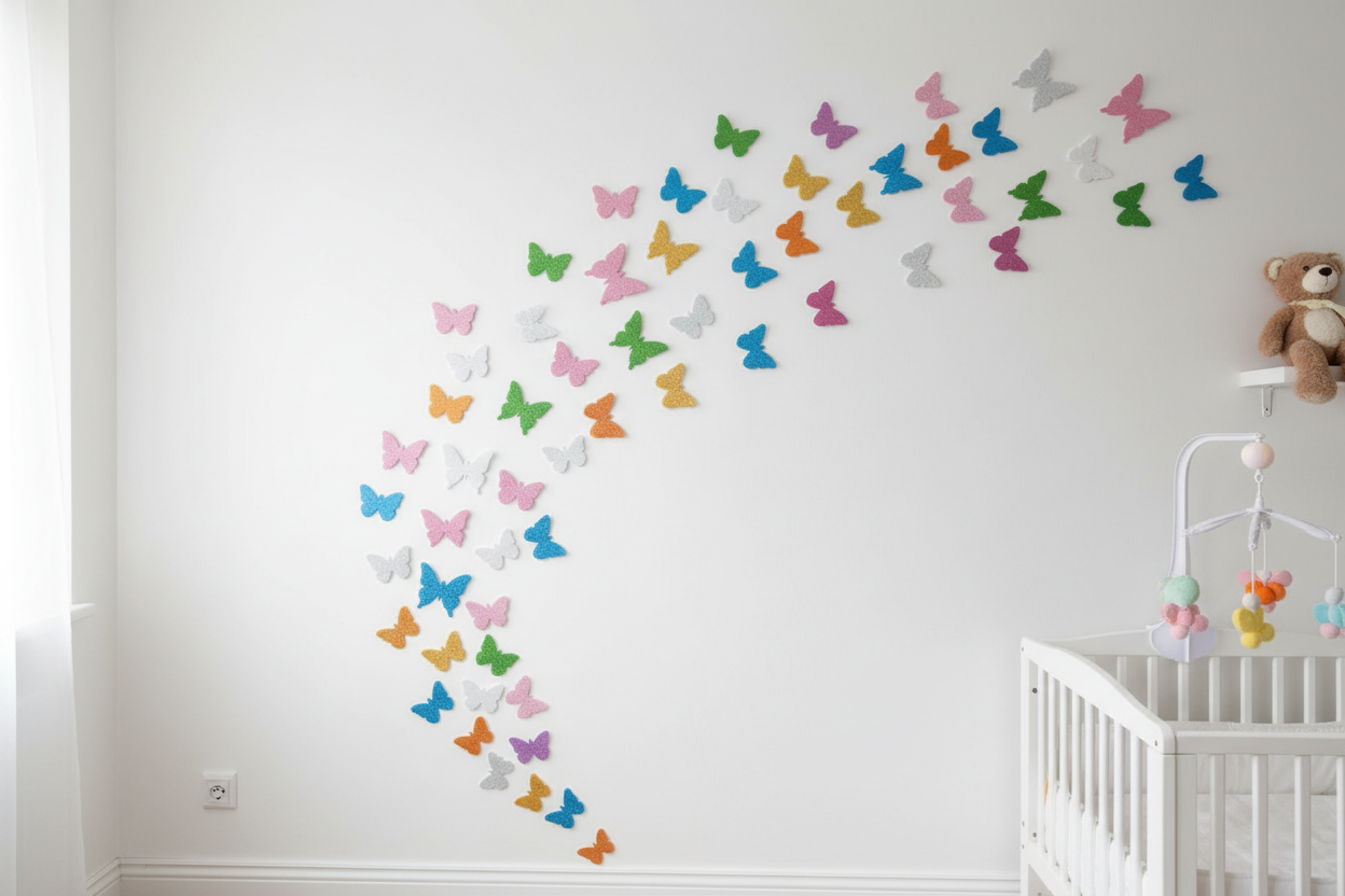 Colorful Foam Glitter Butterfly Self-Adhesive Wall Stickers (1 Pack)