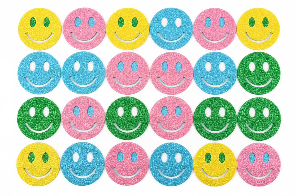 EVA Glitter Smile Face Stickers for Kids Crafts