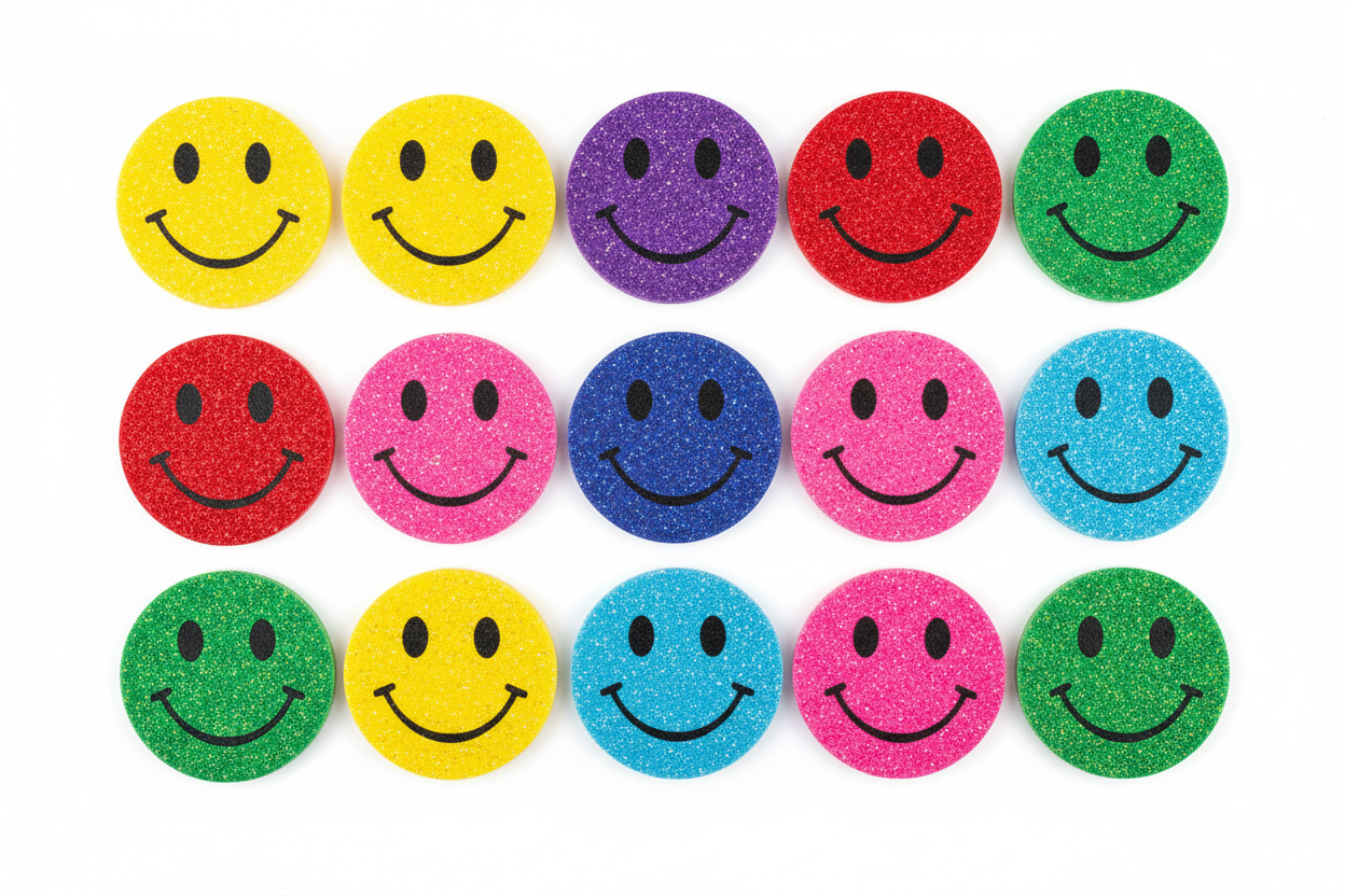 EVA Glitter Smile Face Stickers for Kids Crafts