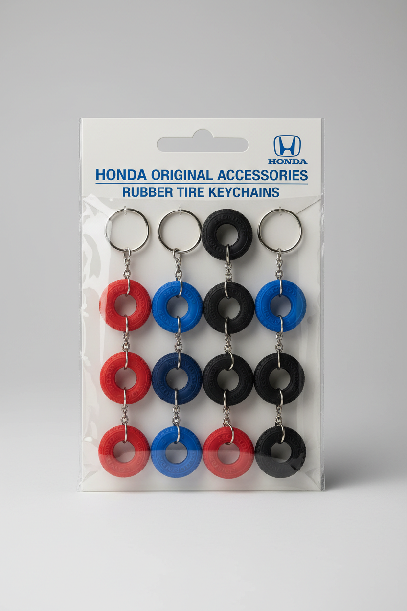 Honda Rubber Keychains – Red, Blue & Black