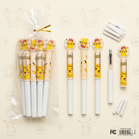 Pikachu Cartoon Fountain Pen Set (Cute Korean Stationery)
