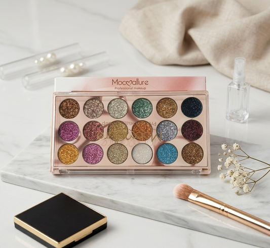 Mocmallure 18-Color Glitter Eyeshadow Palette – Sparkle in Every Shade