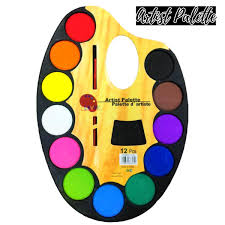 Watercolor Palette Set – 12 Colors with Free Brush for Kids