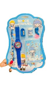 VGRASSP 7 Pcs Kids Stationery Set with Watch & Purse